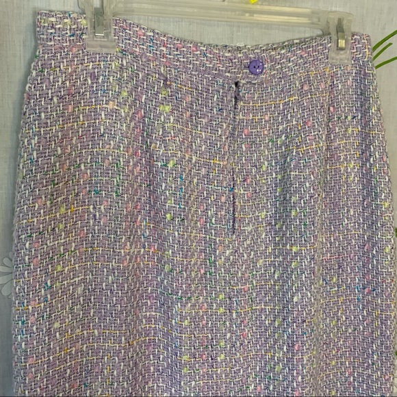 Vintage pastel purple lavender rainbow twill silver sparkle midi pencil skirt - Picture 8 of 8